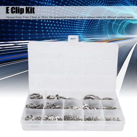 Beefy E Clip Circlip Retaining Ring Set 604 Stainless Steel Assortment Kit For Bearings And Gears Includes 1.5mm To 15mm Sizes