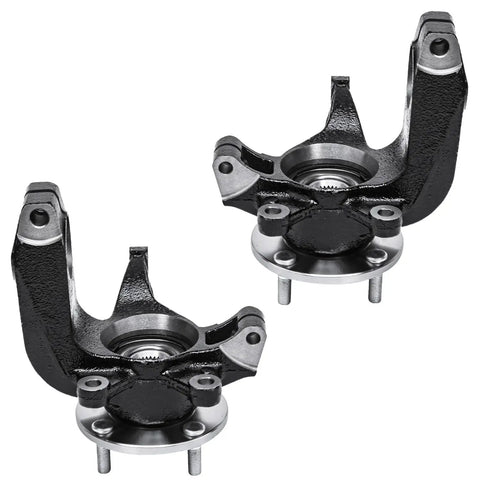Front 2-Piece Steering Knuckles With Wheel Bearing Hubs Assembly For 2006-2011 Ford Focus Replacement Kit Includes Two Front Steering Knuckles And Hub Assemblies