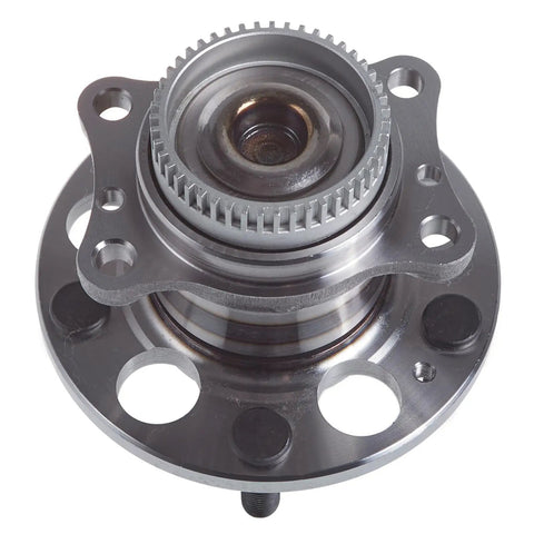 Rear Wheel Bearing And Hub Assembly Two Pack For 2014 2018 Kia Forte Forte5 2011 2016 Hyundai Elantra 2012 2017 Veloster 5 Lug Replacement Premium OEM Quality Wheel Hub Bearings, showing front view of metallic hub.