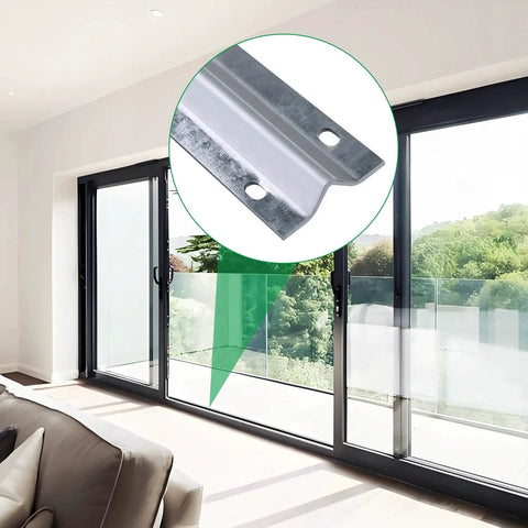 Galvanized Inverted Sliding Door Track, 12 Ft Rail For Sliding Doors And Driveway Gates, shown in close-up and installed view
