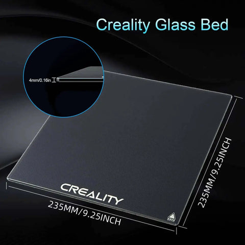 Ender 3 Glass Bed Upgrade Tempered Glass Plate Build Surface 235x235x4mm For 3D Printer showing thickness and dimensions