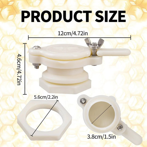 HunterBee honey gate valve for 5-gallon bucket, white plastic, beekeeping supplies