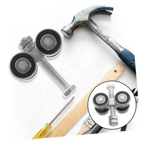Stainless Steel Double Bearing Caster Wheel For Sliding Gates And Barn Doors Heavy Duty Track Roller with tools visible