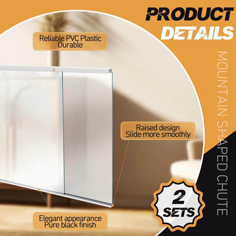 Two Sets Of Four Foot Sliding Door Tracks For One Eighth Inch Thick Panels Includes Upper And Lower Rails For Closet Glass Doors