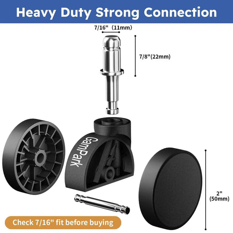 Heavy Duty 2 Inch Office Chair Wheels Set Of 5 For All Floors Solid Plastic Casters Replacement by GamPark