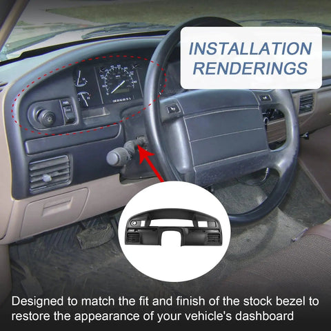 Installed Diesel Instrument Dash Cluster Bezel for 1994-1997 Ford F-250 F-350 Super Duty inside truck interior