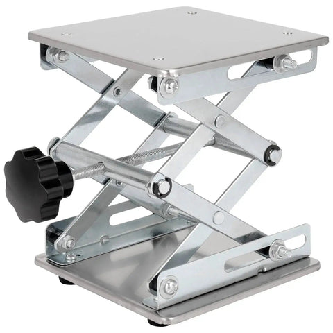 2 Pack 8x8 Inch Lab Scissor Jack Stainless Steel Lift Stand Platform 270mm with adjustable height mechanism.