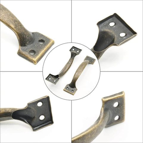 Rustic Bronze Cabinet Handles Set Of 8 Five And A Half Inch Curved Metal Drawer Pulls With Screws For Kitchen Cabinets Doors Closets And Vintage Furniture Hardware