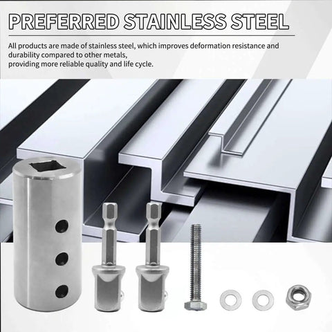 Heavy Duty Trailer Jack Drill Adapter Half Inch Hex Socket For One Inch Drive Shaft Stainless Steel Cordless Drill Attachment