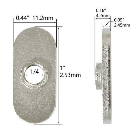 Twenty Pack One Quarter Inch Twenty Centered Hole Sliding T Nuts For 10 Series T Track Extrusions side view dimensions