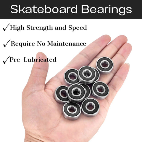 608 RS Chrome Steel Ball Bearings 100 Pack 8x22x7mm Pre Lubricated Double Rubber Sealed ABEC 3 held in hand