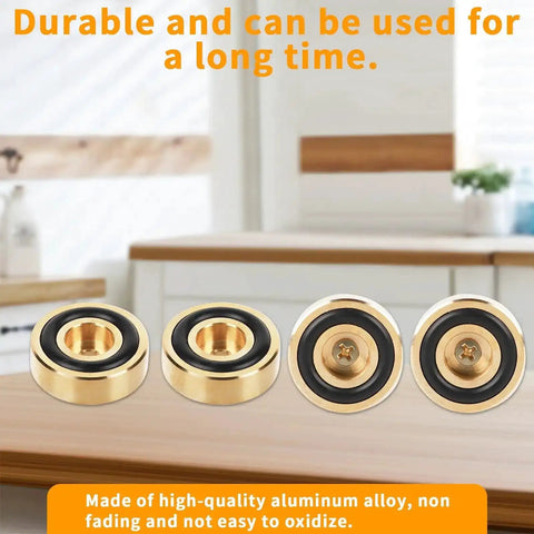 8 Piece Brass Cutting Board Feet Non Slip With Silicone Pads And Screws Kit displayed on countertop