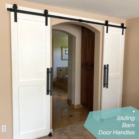 Heavy Duty 12 Inch Metal Gate Pull Handles Pack Of 2 In Matte Black Iron Finish for sliding barn doors in living area