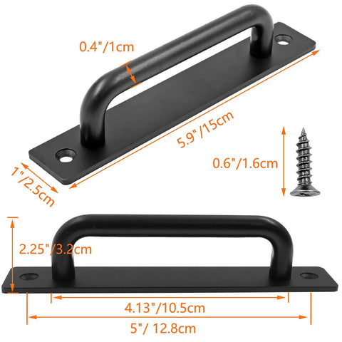 2 Pack Sliding Barn Door Handle Durable 5.9 Inch Aluminum Alloy Pull For Barn Door Gate Cabinet Closet Drawer Garage Shed Black Finish With 4 Mounting Screws Included