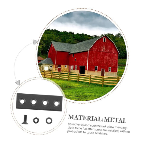 Sturdy Metal Barn Door Track Hardware Kit for Sliding Doors with metal components and farmhouse background