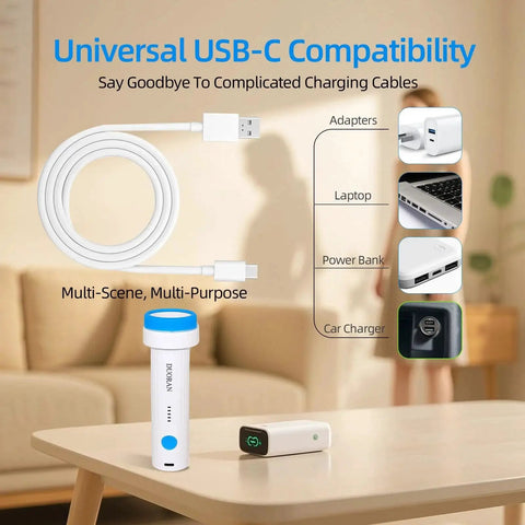 Cordless Electric Vacuum Pump For Vacuum Storage Bags Portable USB Rechargeable Seal And Compression Pump For Clothes Blankets And Bedding Travel Ready On The Go With One Touch Operation 6.0 Kpa Power By Duoran shown with USB-C cable and charging options.