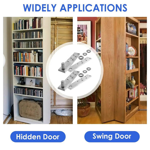Heavy Duty Door Pivot Hinges 2 Pack For Wood Doors Up To 300 Lb With 360 Degree Hidden Rotation Ideal For Secret Compartments In Bookcases