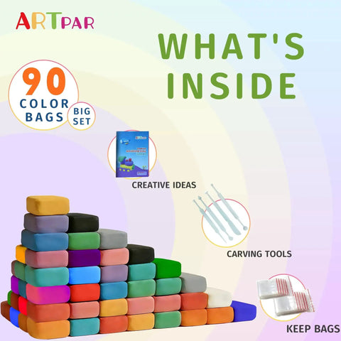 Air Dry Clay Kit For Kids With 90 Colors And Tools DIY Modeling Clay Set For Easy Molding And Sculpting