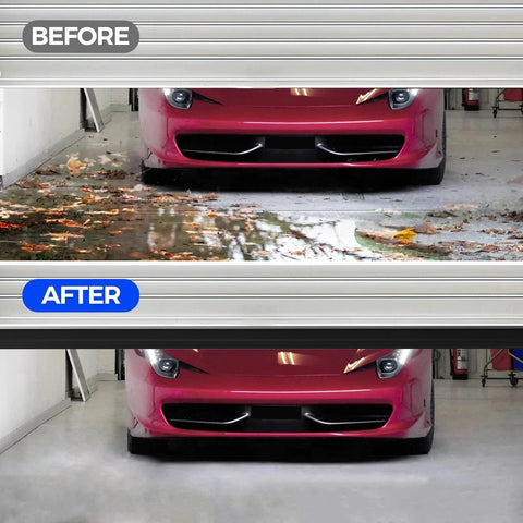 Before and after using Weatherproof EPDM Garage Door Seal for Bottom Weather Stripping Kit 22 Feet Black Five Sixteenth Inch