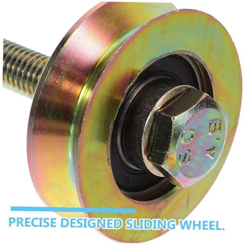 Close-up of 50Mm Industrial Sliding Door Roller With U Type Track Wheel, steel construction with bolt, for shower doors.
