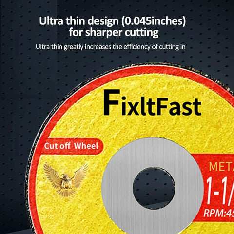 One And A Half Inch Fiberglass Reinforced Cut Off Wheels For Metal Cutting One Eighth Inch Thick Rotary Tool Discs Close-up