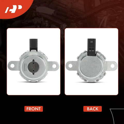 Front and back view of Subaru VVT Solenoid Replacement For Intake Or Exhaust Fits Forester Crosstrek Outback Impreza Legacy WRX And More Engine Variable Valve Timing Solenoid Direct Fit Easy Install OEM-Quality Replacement Part.