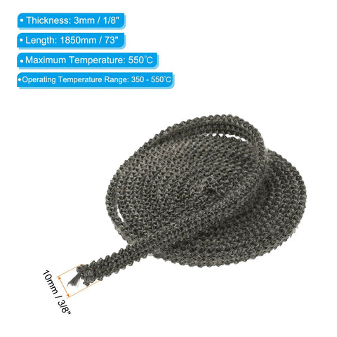 PATIKIL wood stove gasket rope, 3/8 x 1/8 in, 73 in length, black graphite fiberglass seal for stoves