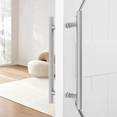 16 Inch Push Pull Door Handle Double Sided H Shape Stainless Steel For Sliding And Swing Doors Heavy Duty Silver Finish