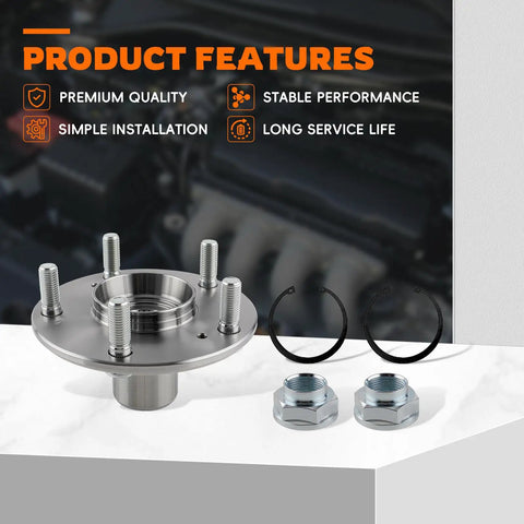 Front Left And Right Wheel Bearing And Hub Assembly For Honda Civic 2006 2007 2008 2009 2010 2011 1.8L 1.3L L4 Replace 44600-SMG-G00 OE Style Fit Durable Bearings Easy Install Complete Hub Assembly