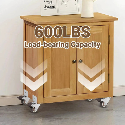 Wooden cabinet with 2 Inch L Shaped Side Mount Caster Wheels Set Of 4 With 360 Degree Swivel Ball Bearings Silent TPR Rubber Casters for furniture