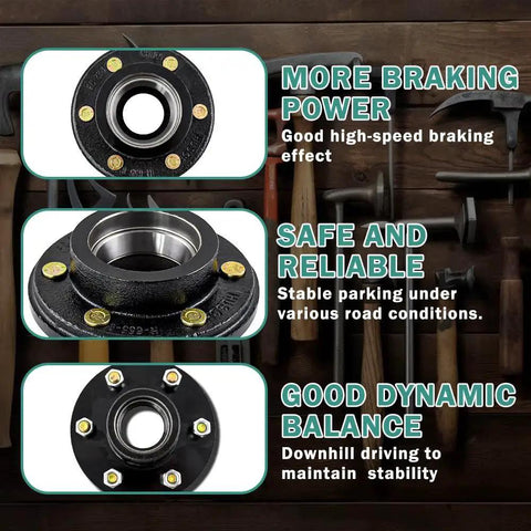 Heavy Duty 6 On 5.5 Inch Trailer Hub Kit For 6000 Lb Axles Fits 42 Spindle 6 Lug with bearing details on wooden tool background