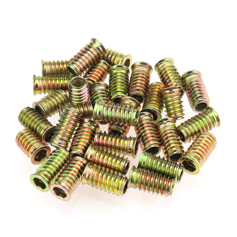 Heavy-Duty 5/16-18 Threaded Inserts for Wood Furniture With Hex Wrench, 25mm Length, Zinc Plated Carbon Steel, 26-Piece Set