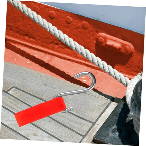 Smart Pool Float Hanger Hook And Floating Line Clamp For Deep Water Sectioning shown in use securing a rope line.