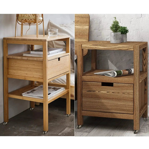 Wooden side tables with storage drawers on swivel stem caster one inch wheel zinc alloy with socket replacement for coffee tables chests of drawers nightstands and ottomans 360 lb load capacity elevates by about one point three inches wheel diameter one inch stem diameter three eighths inch
