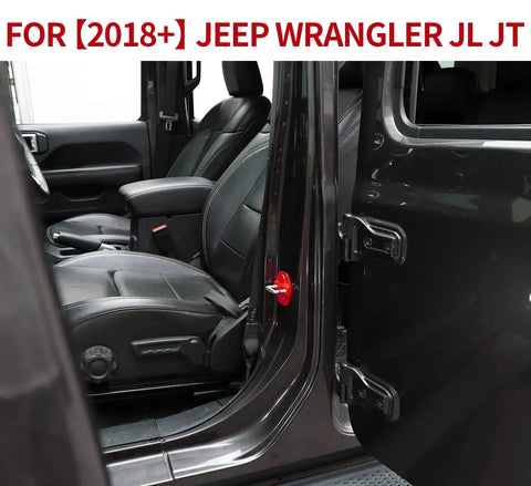 Door Lock Cover Buckle Decor Trim For Jeep Wrangler JL JLU Gladiator JT Red ABS shown installed on door latch