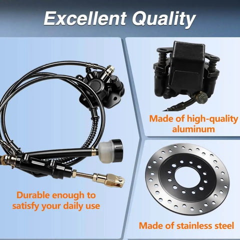 Beefy Hydraulic Rear Disc Brake Caliper Kit With Stainless Steel Rotor And Replacement Pads for Dirt Bikes Quads ATVs shown