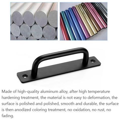 Metal Barn Door Pull Set, Four Pack Long Base Flat Head Drawer Pulls For Barn Doors, Cabinets, Wood Doors And Garages, Black Finish