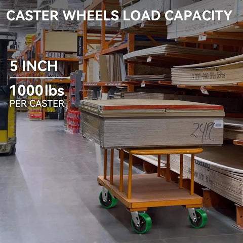 Industrial Swivel Caster Wheels Set Of 4 Heavy Duty Polyurethane Casters With 4000 Lb Load Capacity on workshop cart