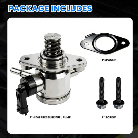 EP1028 High Pressure Fuel Pump Plug And Play Compatible With 2010 To 2017 2 4L Buick LaCrosse Regal Verano Chevy Equinox Malibu GMC Terrain Direct Injection Fuel Pump Assembly Part Numbers 12641847 And 12639694 with spacer and screws visible