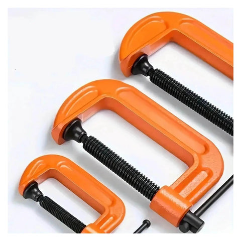Heavy Duty Woodworking Clamp With C Clip Design For Quick Tool Chuck Panel Fastening And Stable Workholding In All Woodworking Projects 8 Inch Clamp Fixture For Pros And DIY Enthusiasts in orange with steel screws