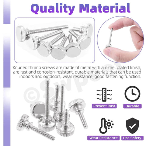 Nickel Plated Knurled Thumb Screws Set 42 Piece M5 8mm 10mm 12mm 16mm 20mm 25mm 30mm Sizes Flat Knurled Head Screws