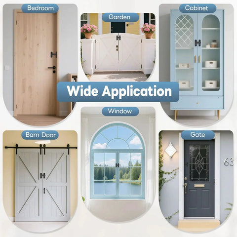 90 And 180 Degree Sliding Barn Door Lock Adjustable Zinc Alloy Security Latch for various doors, windows, and cabinets.