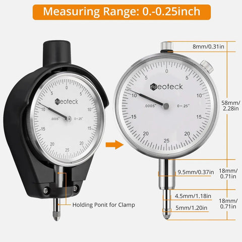 Deep Engine Cylinder Dial Bore Gauge Set For Accurate Measurements 2 To 6 Inch Range With 0.001 Inch Resolution Self Centering Design