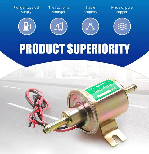 12V Low Pressure Electric Fuel Pump Replacement For Cars And Motorcycles Plunger Type Oil Pump Universal Fit Transfer Pump Gold Aluminum