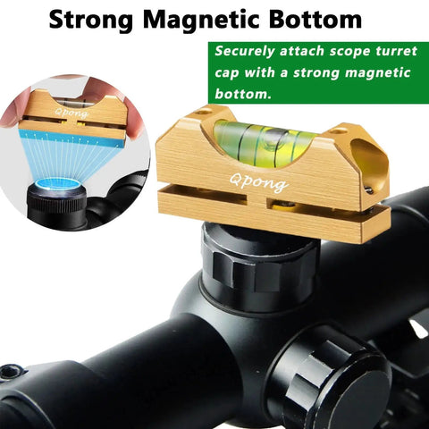 High Precision Scope Leveling Kit With Integrated Bubble Level And Magnetic Reference Base For Ultra Stable Alignment On Cylindrical Tubes And Versatile Clamp Fit Pro Grade Must Have For Field And Workshop Use Qpong shown attached to scope with magnetic base.