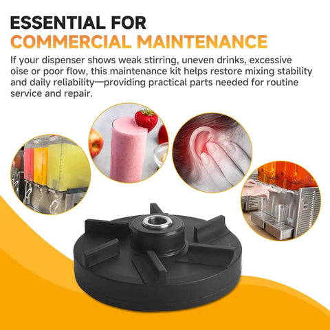 Downtime Fighting Standard Magnetic Impeller And Bearing Sleeve Maintenance Kit For Beverage Dispensers 3587 Impeller 3220 Sleeve Compatible With Grindmaster Crathco D15 D155 D25 D255 D35 D355 Parts, showing the impeller and its use in commercial settings