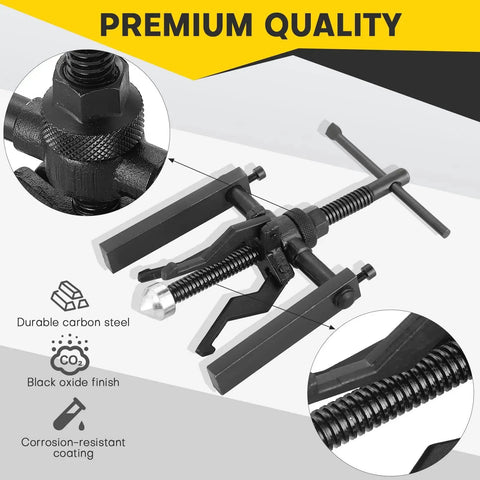 Three Jaw Inner Bearing Puller Set with durable carbon steel and black oxide finish.