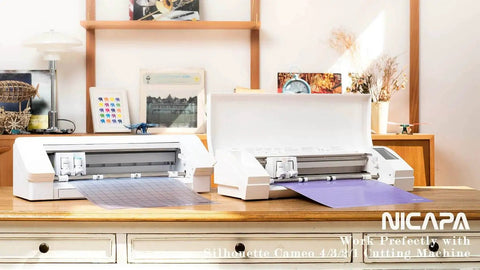 StandardGrip Cutting Mat For Silhouette Cameo 4 3 2 1 12x12 Inch 3 Pack with machines on desk