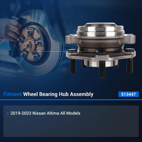 Front Wheel Hub And Bearing Assembly For Nissan Altima 2019 2020 2021 2022 2023 Ready To Roll 5 Lug 4 Hole Flange ABS Compatible
