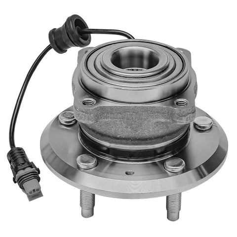 Close-up of a 4 Piece Front And Rear Wheel Bearing Hubs Assembly With ABS for Chevy Equinox Captiva Sport Pontiac Torrent Saturn Vue Suzuki XL7 2007 To 2015 5 Lug Kit Ready To Roll